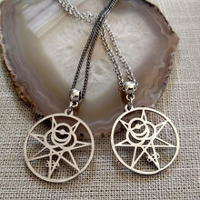 Load image into Gallery viewer, Aleister Crowley 666 Magic Magick Sigil Necklace Necklace on Silver Rolo Chain