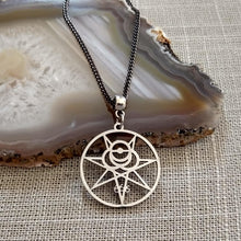 Load image into Gallery viewer, Aleister Crowley 666 Magic Magick Sigil Necklace on Gunmetal Curb Chain