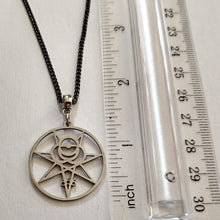 Load image into Gallery viewer, Aleister Crowley 666 Magic Magick Sigil Necklace on Gunmetal Curb Chain