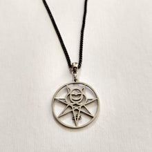 Load image into Gallery viewer, Aleister Crowley 666 Magic Magick Sigil Necklace on Gunmetal Curb Chain