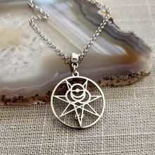 Load image into Gallery viewer, Aleister Crowley 666 Magic Magick Sigil Necklace Necklace on Silver Rolo Chain