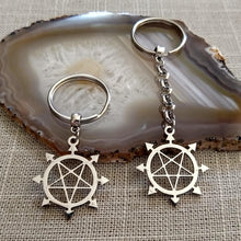 Load image into Gallery viewer, Inverted Pentagram Keychain, Backpack or Purse Charm, Zipper Pull