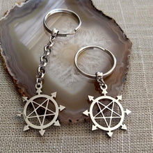 Load image into Gallery viewer, Inverted Pentagram Keychain, Backpack or Purse Charm, Zipper Pull