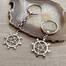Load image into Gallery viewer, Inverted Pentagram Keychain, Backpack or Purse Charm, Zipper Pull