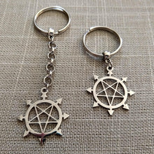 Load image into Gallery viewer, Inverted Pentagram Keychain, Backpack or Purse Charm, Zipper Pull