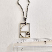 Load image into Gallery viewer, Fibonacci Sequence Necklace, Mens Jewelry on Silver Rolo Chains, Gifts for Mathematicians