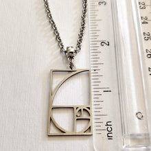 Load image into Gallery viewer, Fibonacci Sequence Necklace, Mens Jewelry on Silver Rolo Chains, Gifts for Mathematicians