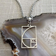 Load image into Gallery viewer, Fibonacci Sequence Necklace, Mens Jewelry on Silver Rolo Chains, Gifts for Mathematicians