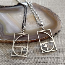 Load image into Gallery viewer, Fibonacci Sequence Necklace, Mens Jewelry on Silver Rolo Chains, Gifts for Mathematicians