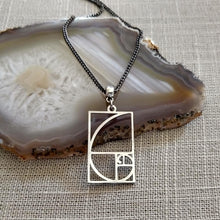 Load image into Gallery viewer, Fibonacci Sequence Necklace, Stainless Steel Machine Cut Charm