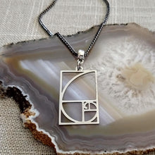 Load image into Gallery viewer, Fibonacci Sequence Necklace, Stainless Steel Machine Cut Charm