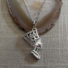Load image into Gallery viewer, Queen Nefertiti Necklace on Silver Rolo Chain