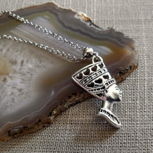 Load image into Gallery viewer, Queen Nefertiti Necklace on Silver Rolo Chain