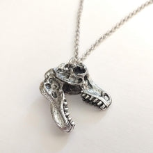 Load image into Gallery viewer, Dinosaur Skull Necklace on Silver Rolo Chain, Mens Jewelry