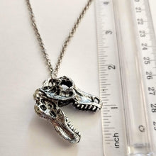 Load image into Gallery viewer, Dinosaur Skull Necklace on Silver Rolo Chain, Mens Jewelry