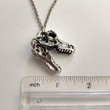 Load image into Gallery viewer, Dinosaur Skull Necklace on Silver Rolo Chain, Mens Jewelry