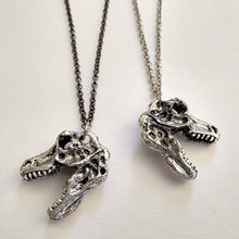 Load image into Gallery viewer, Dinosaur Skull Necklace on Gunmetal Rolo Chain, Mens Jewelry