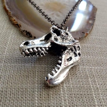 Load image into Gallery viewer, Dinosaur Skull Necklace on Gunmetal Rolo Chain, Mens Jewelry