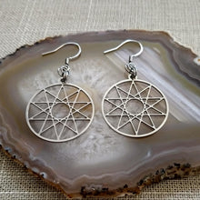 Load image into Gallery viewer, Decagram Earrings, 10 Pointed Star Dangle Drop Earrings