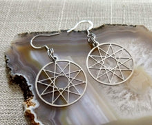 Load image into Gallery viewer, Decagram Earrings, 10 Pointed Star Dangle Drop Earrings