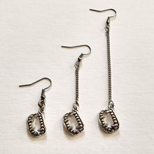 Load image into Gallery viewer, Silver Fangs Earrings - Your Choice of Three Lengths - Long Dangle Chain Earrings