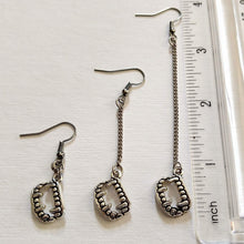 Load image into Gallery viewer, Silver Fangs Earrings - Your Choice of Three Lengths - Long Dangle Chain Earrings