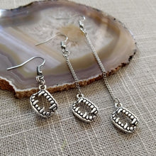 Load image into Gallery viewer, Silver Fangs Earrings - Your Choice of Three Lengths - Long Dangle Chain Earrings