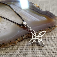 Load image into Gallery viewer, Witches Knot Necklace, Gunmetal Curb Chain, Witchcraft Jewelry
