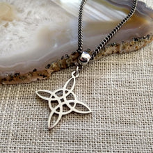 Load image into Gallery viewer, Witches Knot Necklace, Gunmetal Curb Chain, Witchcraft Jewelry