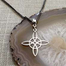Load image into Gallery viewer, Witches Knot Necklace, Gunmetal Curb Chain, Witchcraft Jewelry