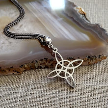 Load image into Gallery viewer, Witches Knot Necklace, Gunmetal Curb Chain, Witchcraft Jewelry