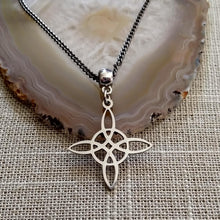 Load image into Gallery viewer, Witches Knot Necklace, Gunmetal Curb Chain, Witchcraft Jewelry