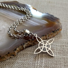Load image into Gallery viewer, Witches Knot Necklace, Silver Rolo Chain, Witchcraft Jewelry