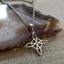 Load image into Gallery viewer, Witches Knot Necklace, Silver Rolo Chain, Witchcraft Jewelry