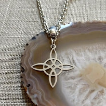 Load image into Gallery viewer, Witches Knot Necklace, Silver Rolo Chain, Witchcraft Jewelry