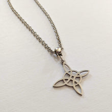 Load image into Gallery viewer, Witches Knot Necklace, Silver Rolo Chain, Witchcraft Jewelry