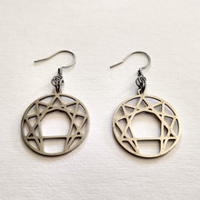 Load image into Gallery viewer, Enneagram of Personality Earrings,  Silver Fourth Way Dangle Drop Earrings