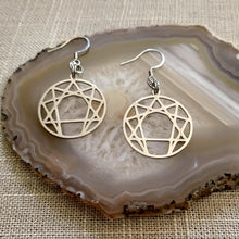 Load image into Gallery viewer, Enneagram of Personality Earrings,  Silver Fourth Way Dangle Drop Earrings