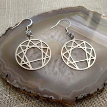 Load image into Gallery viewer, Enneagram of Personality Earrings,  Silver Fourth Way Dangle Drop Earrings