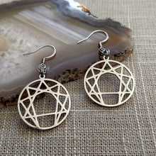 Load image into Gallery viewer, Enneagram of Personality Earrings,  Silver Fourth Way Dangle Drop Earrings