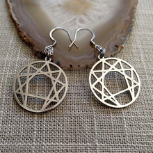 Load image into Gallery viewer, Enneagram of Personality Earrings,  Silver Fourth Way Dangle Drop Earrings