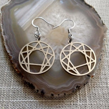 Load image into Gallery viewer, Enneagram of Personality Earrings,  Silver Fourth Way Dangle Drop Earrings