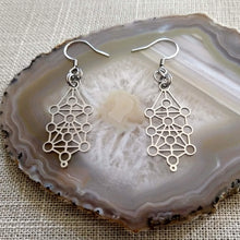 Load image into Gallery viewer, Kabbalah Earrings, Silver Jewish Dangle Drop Earrings
