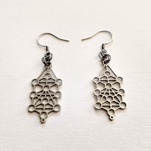 Load image into Gallery viewer, Kabbalah Earrings, Silver Jewish Dangle Drop Earrings