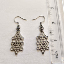 Load image into Gallery viewer, Kabbalah Earrings, Silver Jewish Dangle Drop Earrings