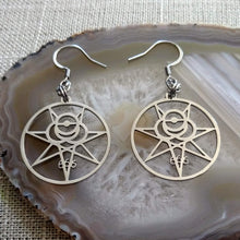 Load image into Gallery viewer, Aleister Crowley Earrings, 666 Magick Dangle Drop Earrings, Occult Occultist Jewelry
