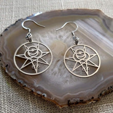 Load image into Gallery viewer, Aleister Crowley Earrings, 666 Magick Dangle Drop Earrings, Occult Occultist Jewelry