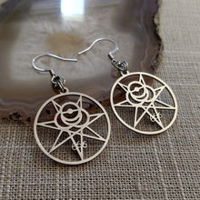 Load image into Gallery viewer, Aleister Crowley Earrings, 666 Magick Dangle Drop Earrings, Occult Occultist Jewelry