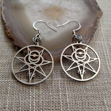 Load image into Gallery viewer, Aleister Crowley Earrings, 666 Magick Dangle Drop Earrings, Occult Occultist Jewelry