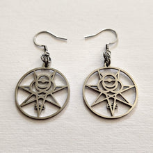 Load image into Gallery viewer, Aleister Crowley Earrings, 666 Magick Dangle Drop Earrings, Occult Occultist Jewelry